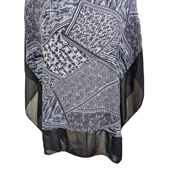 Zac Rachel Poncho Top Womens Plus 3X Semi Sheer Boho Artsy Black White Witchy - Picture 4 of 9